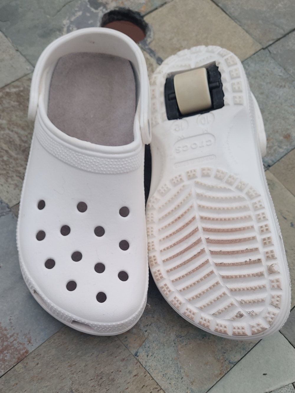 Heely Crocs White With Removable Wheels Men Size 10
